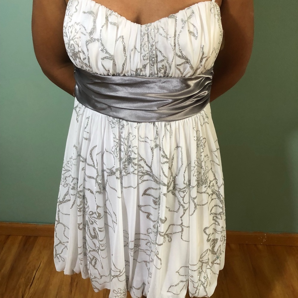 White/Silver Homecoming Dress